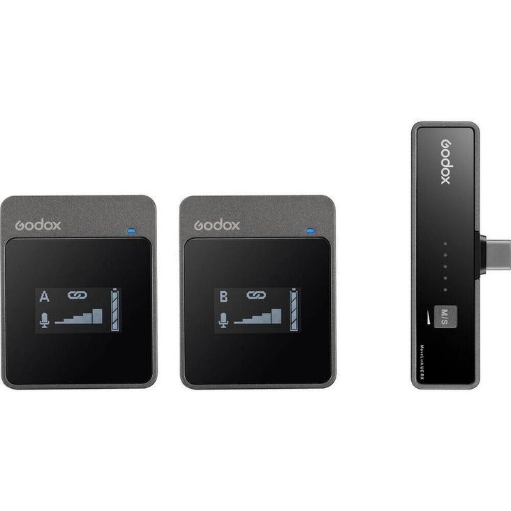 Godox MoveLink UC2 Compact 2-Person Digital Wireless Microphone System for Smartphones & Tablets with USB Type-C (2.4 GHz)