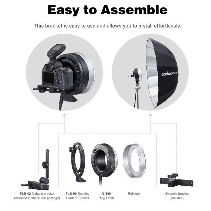 Godox Quick Rotating Camera Bracket Kit FLB-90 For AD1200Pro R1200 Ring Flash