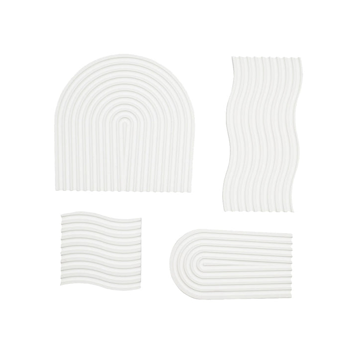 Grooved Arch Wave Photography Styling Handmade Plaster Props - 4 Pack (White Essence)