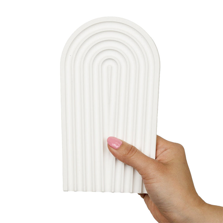 Grooved Arch Wave Photography Styling Handmade Plaster Props - 4 Pack (White Essence)