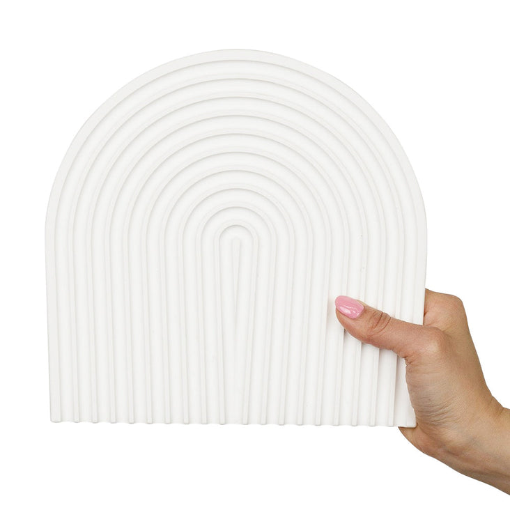 Grooved Arch Wave Photography Styling Handmade Plaster Props - 4 Pack (White Essence)