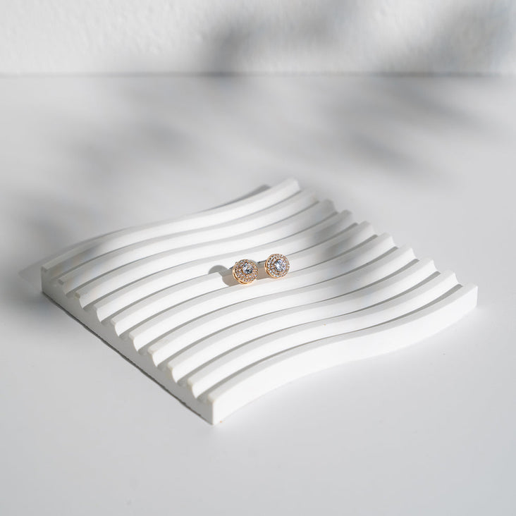 Grooved Arch Wave Photography Styling Handmade Plaster Props - 4 Pack (White Essence)