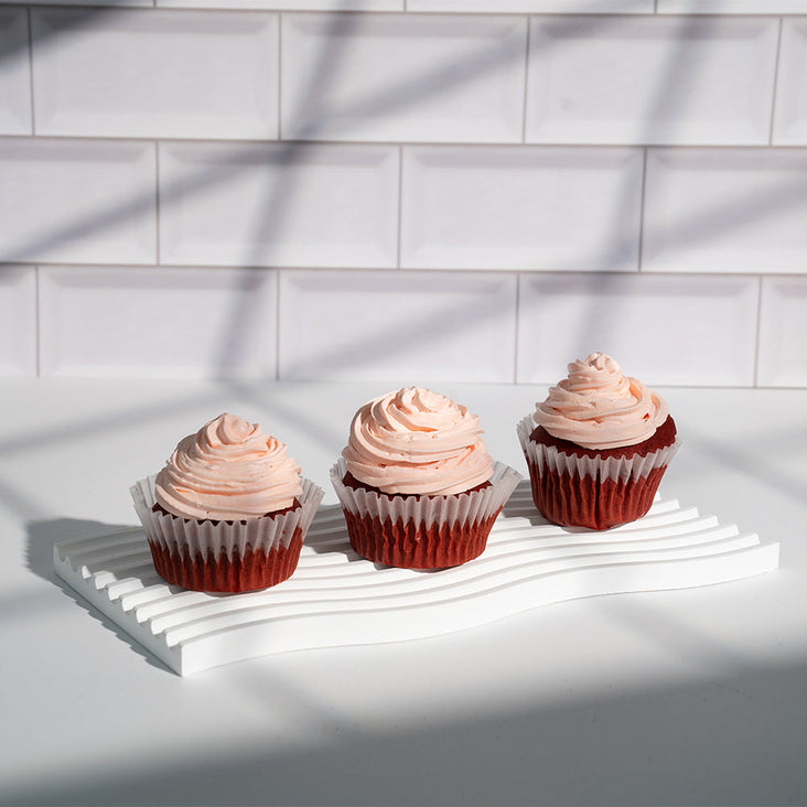 Grooved Arch Wave Photography Styling Handmade Plaster Props - 4 Pack (White Essence)