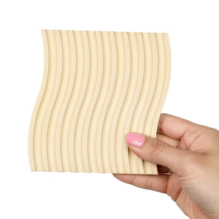 Grooved Arch Wave Photography Styling Handmade Plaster Props - 4 Pack (Quicksand Beige)