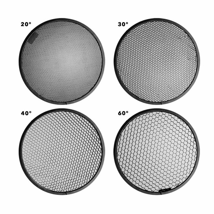 7" Bowens Standard Reflector Dish AD-R6 with Honeycomb Grid Set (20°, 30°, 40°, 60°)