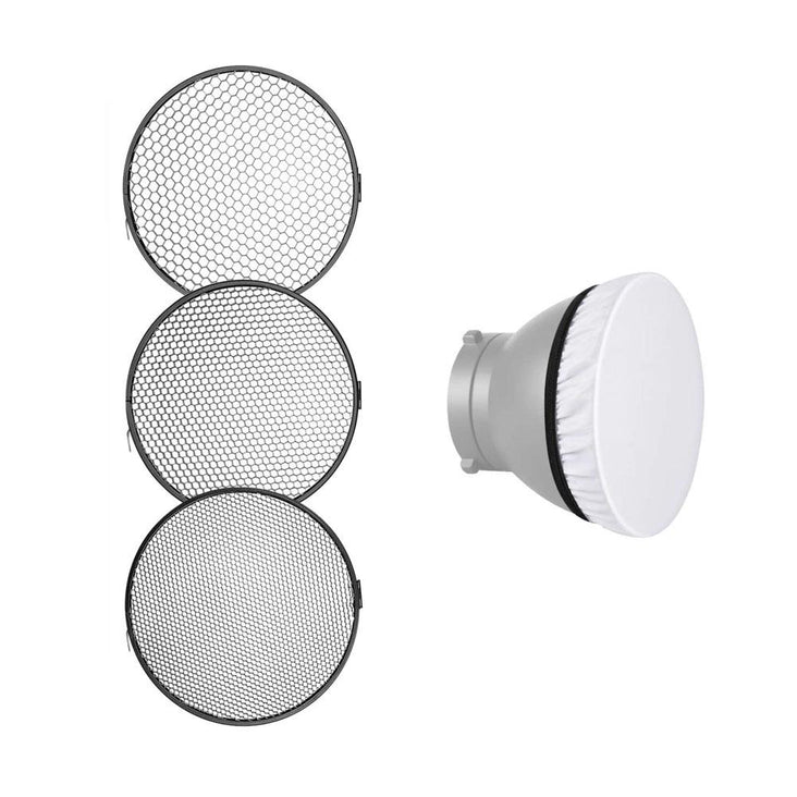 Honeycomb Grid Set (20°, 40°, 60°) With Diffuser Cover for 7" Reflector