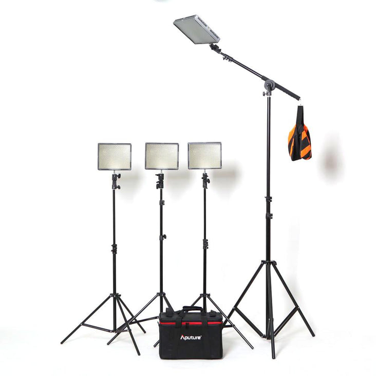 Aputure 4x HR672W LED Video Continuous Portable Lighting Kit and Boom (From 7680 lumens at 1m)