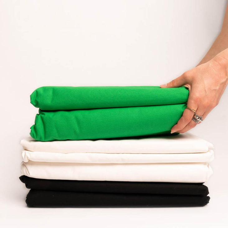 Backdrop Stand and Triple Muslin (Black, White & Green) Cotton Backdrop Kit - Bundle