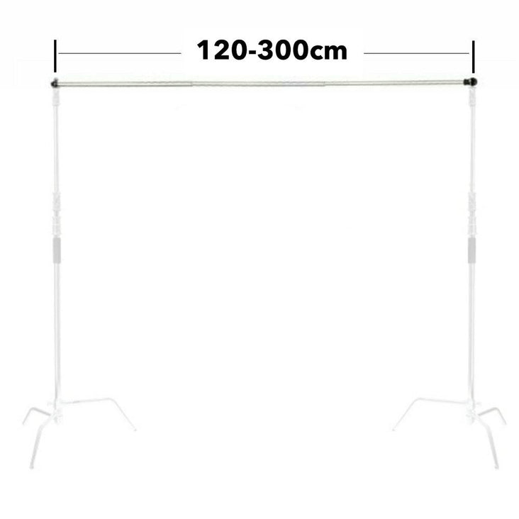 Backdrop Stand Telescopic Crossbar Rod (Extendable from 1.2m - 3m) - Black / Silver