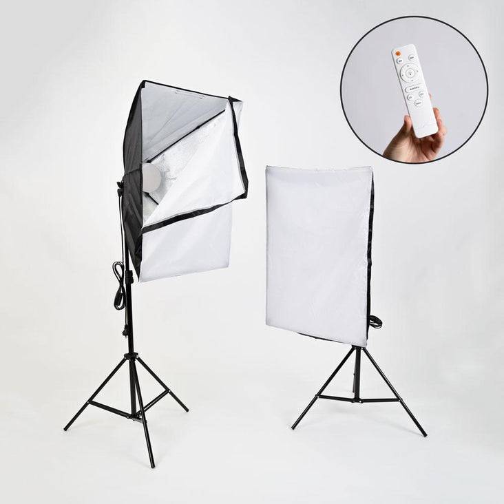 'Kreator Kit' Double Dimmable LED Bi-Coloured Softbox Lighting Kit with Remote