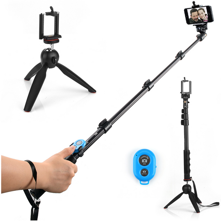 Hypop 4-in-1 Selfie Stick Tripod & Mini Tripod Bluetooth Remote Control Self-Timer Camera Shutter