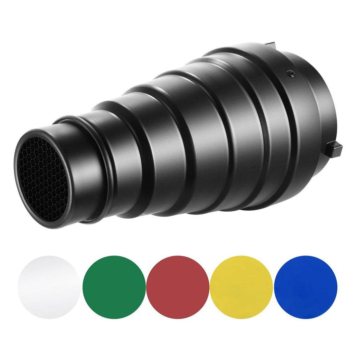 Hypop Large 18cm Snoot with Honeycomb Grid and 5 Colour Filters (Bowens Mount)