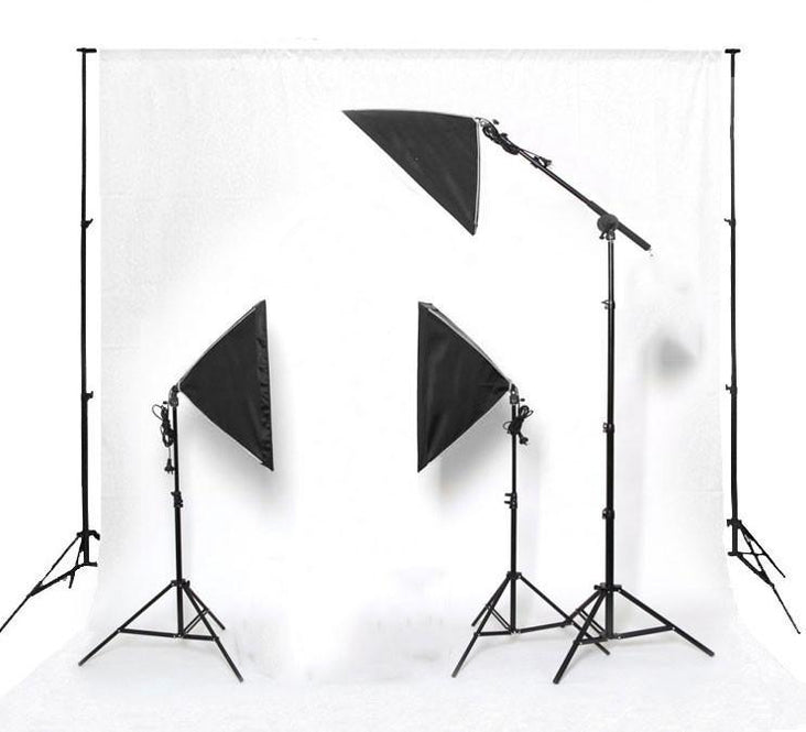 Hypop Triple Rectangle Softbox Boom Arm Kit (Includes: Backdrop Stand & Muslin)