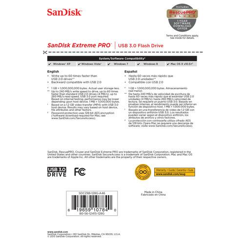 SanDisk Extreme®Pro USB 3.0 240MB/s 128GB