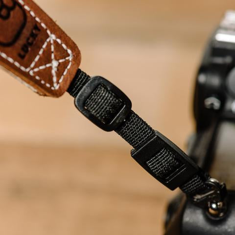 Lucky Straps Leather Camera Wrist Strap - Black/Wine