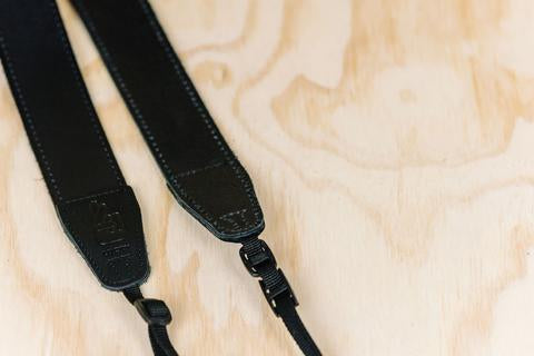 Lucky Straps Simple 40 Leather Camera Strap - Black with Black Stitching