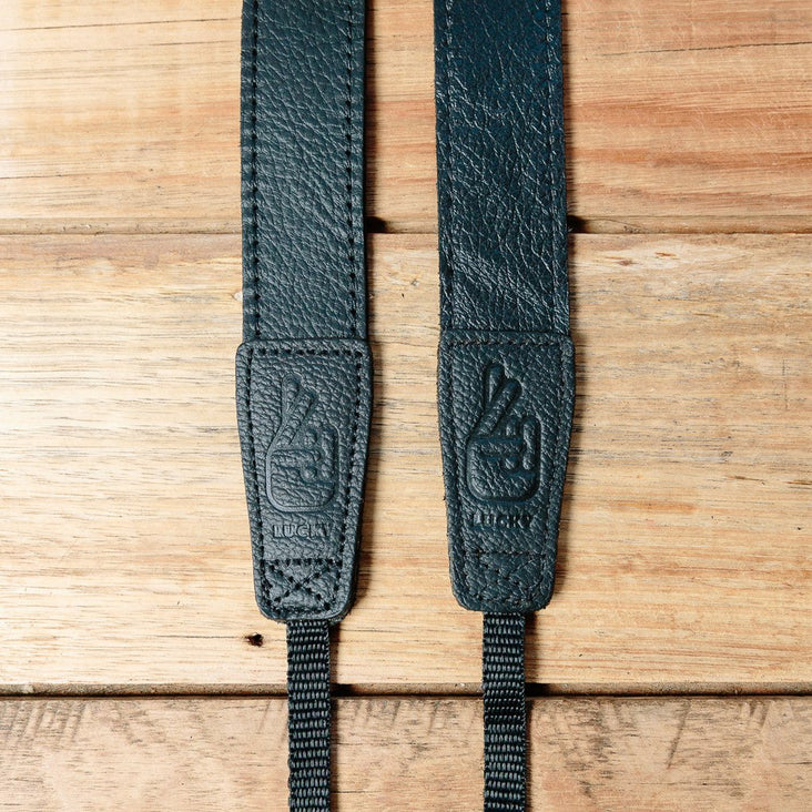 Lucky Straps Slim 30 LONG Leather Camera Strap - CONTRAST Black