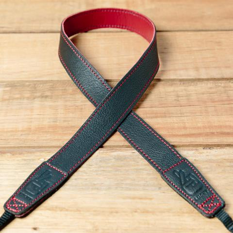 Lucky Straps Slim 30 Leather Camera Strap - CONTRAST Black/Wine