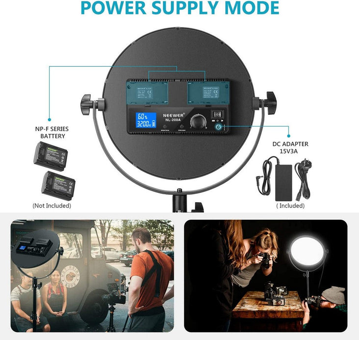 Neewer Round Bi-Colour LED Video Light (3200K - 5600K)