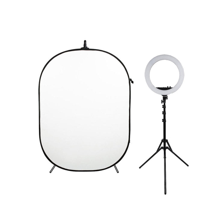 Pop Up Backdrop & Diamond Luxe Ring Light Portrait Lighting Kit - Bundle