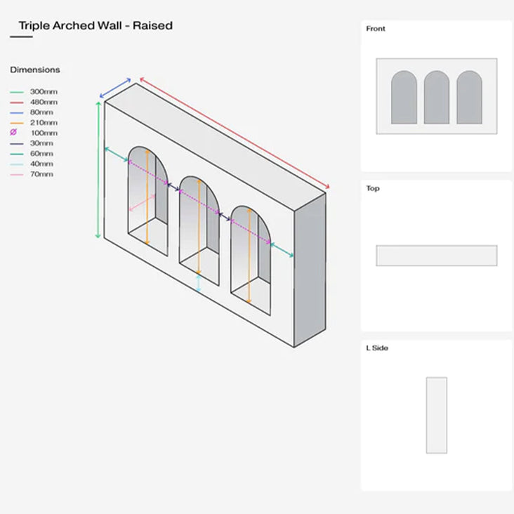 Propsyland Purple Triple Arched Raised Wall Styling Prop