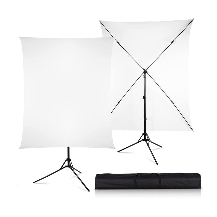 Quick Setup Portable X Backdrop Background With Stand (1.5m x 2.1m) - Solid White