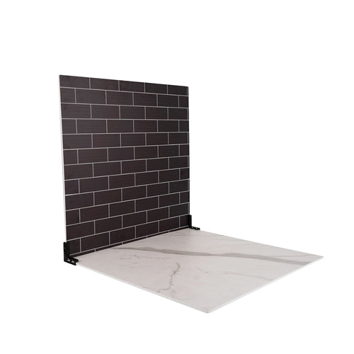 ProBoards Flat Lay Photography Rigid Black & White Marble + Subway Tiles Backdrop - Rushcutters Bay (60cm x 60cm)