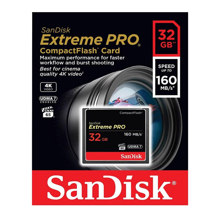 SanDisk Extreme Pro CF 32GB Compact Flash Memory Card 4K 160MBs