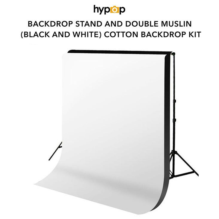 Hypop Backdrop Stand and Double Muslin (Black and White) Cotton Backdrop Kit exclude
