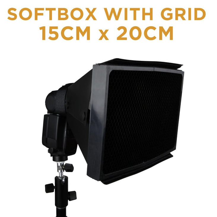 Hypop Rectangular Softbox with 50 Degree Honeycomb Grid for Speedlite Flash(15x20cm)