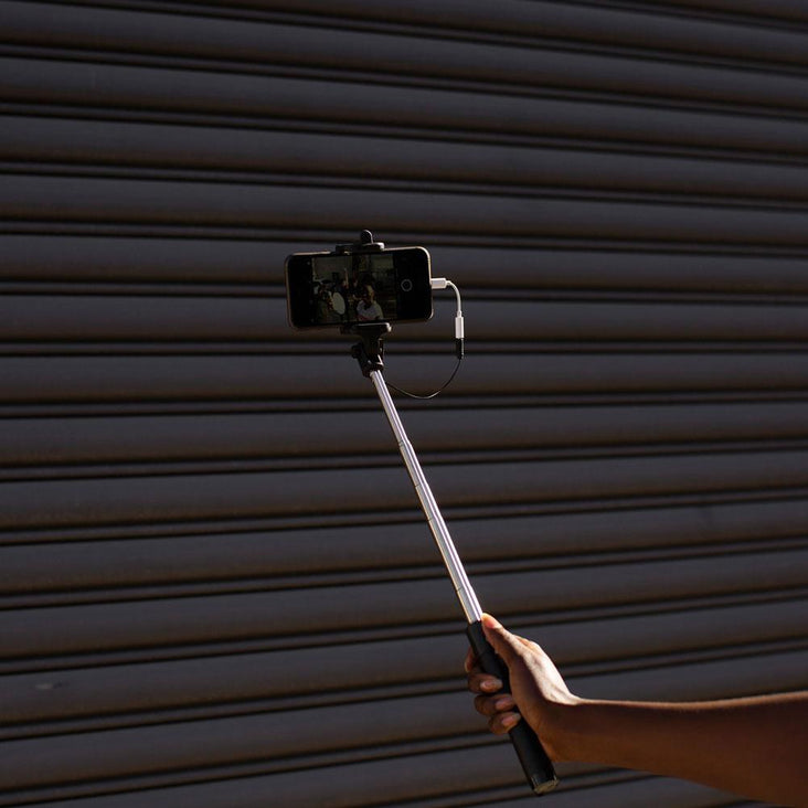 Black Extendable 2x Selfie Stick (Android iOS/ iPhone 6 6S 7 Plus) - Bestie Bundle