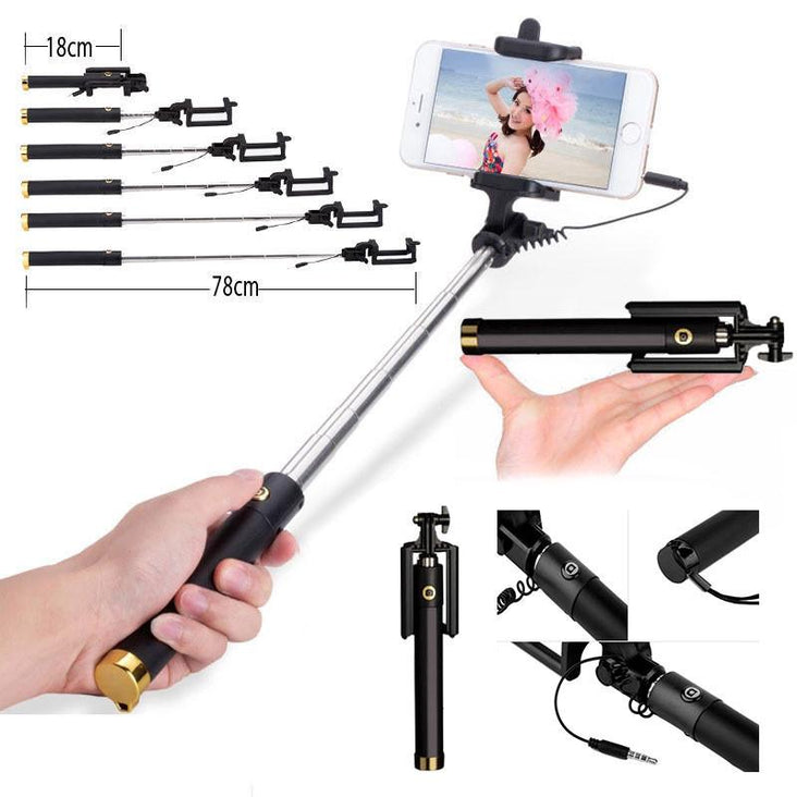 Universal Extendable Selfie Stick Monopod Tripod for Android iOS iPhone 6/6S 7 Plus (Gold)