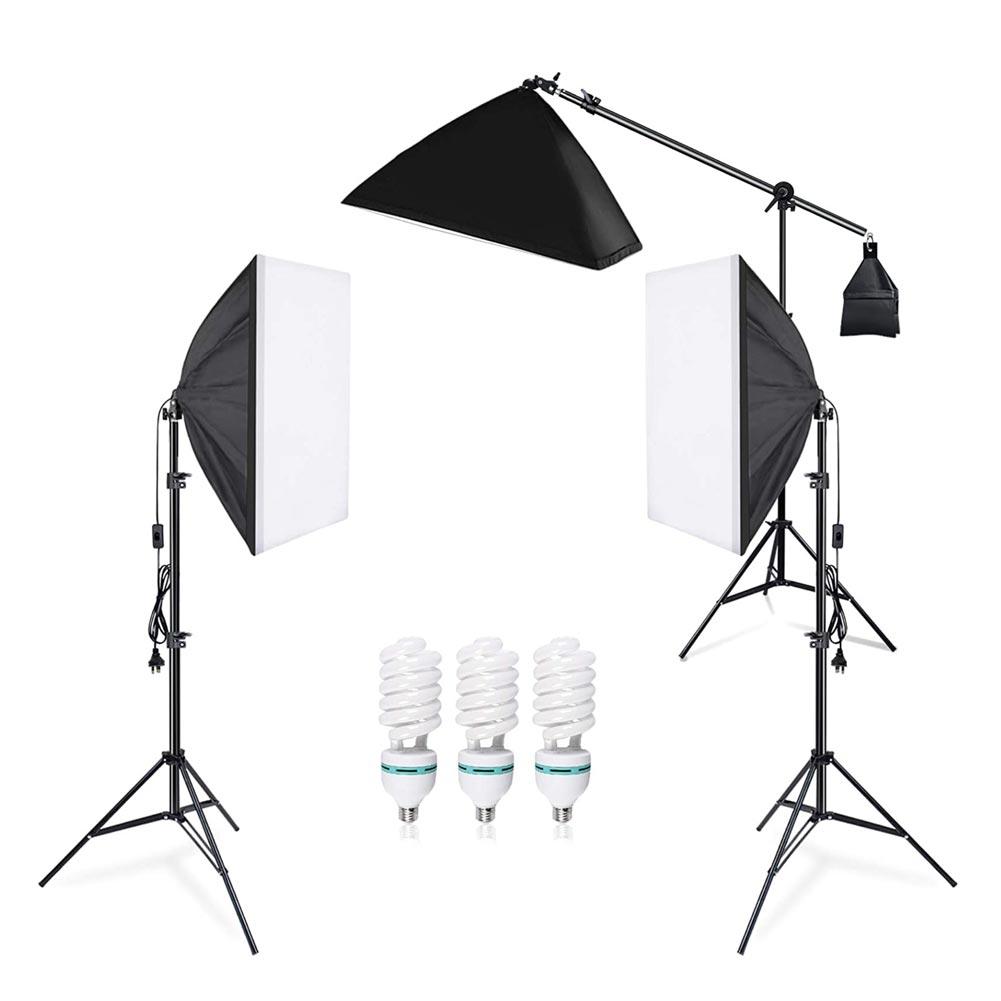 Volkwell Triple Rectangle Softbox 3 x 135W Bulb Continuous Light Kit ...