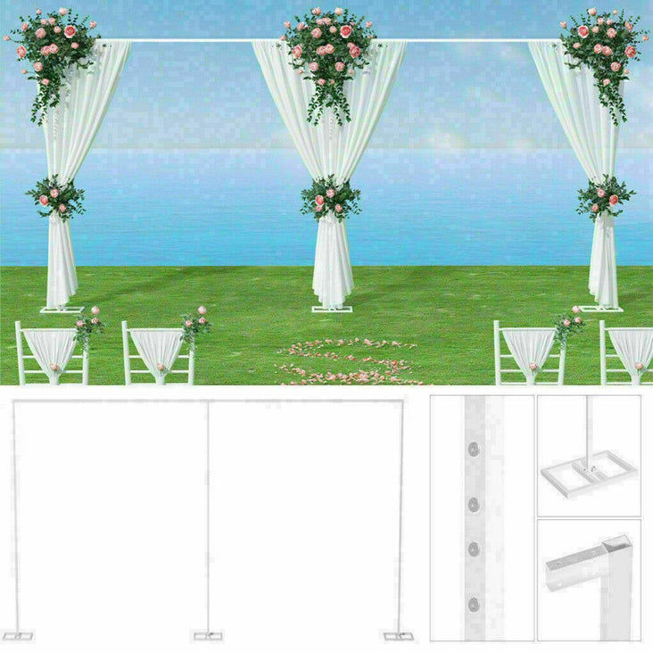 White 6m Metal Adjustable Events Backdrop Stand