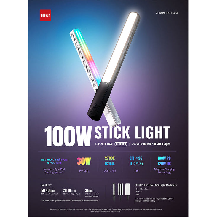 Zhiyun FiveRay F100 RGB LED Light Stick Combo